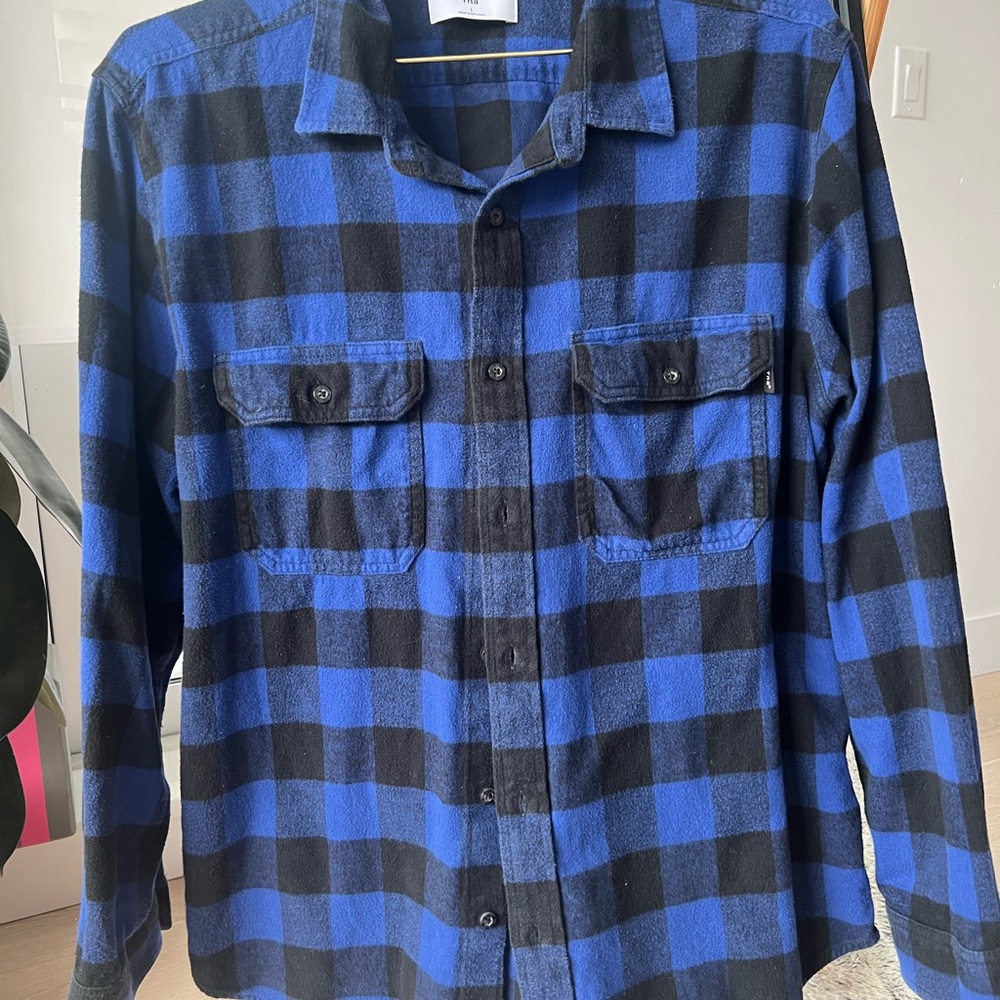 TNA Blue and Black Plaid Shirt